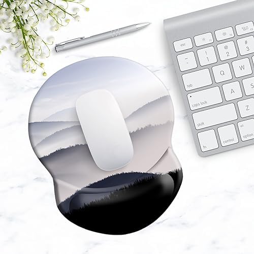 Ergonomic Mouse Pad with Wrist Support - Comfortable Computer Mouse Pad with Non-Slip PU Base for Home Office, Learning, Working, Gaming (Mountains Landscape)