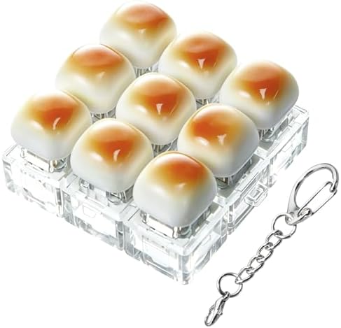 Bread Shape Keyboard Fidget Toy, Keyboard Fidget Keychain 9-in-1 Keyboard Decompression Button Finger Clicker Toys, Cute Click Buttons Fidget Toy ADHD Sensory Fidget Toys Stress Relief Gifts(YB)