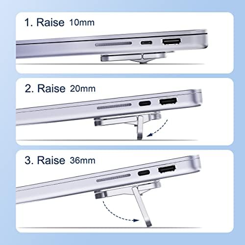 Hagibis Adjustable Laptop Stand for Desk - Portable Laptop Riser, Ergonomic Aluminum Cooling Pad for MacBook Pro Air, Tablet (Silver)