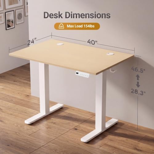Claiks Electric Standing Desk, 40x24 Inch, Nature