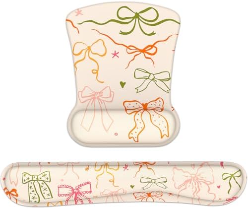iCasso Ergonomic Mouse Pad, Keyboard Wrist Rest, Memory Foam Mousepad with Wrist Support, Easy Typing and Relieve Wrist Pain Keyboard Pad for Computer(Colorful Ribbon)