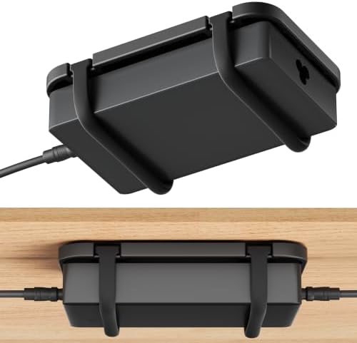 Upgraded Laptop Charger Holder,Adjustable Silicone Strap Power Brick Organizer With Heat Dissipation,Under Desk Cable Management Mount For Most Power Adapters,Chargers, Included Screws & Adhesive