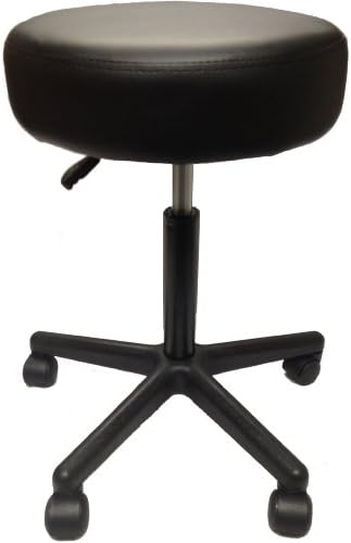Adjustable Rolling Pneumatic Stool for Massage Tables, Examination Tables, and Physician's Office by Therabuilt® (Black)