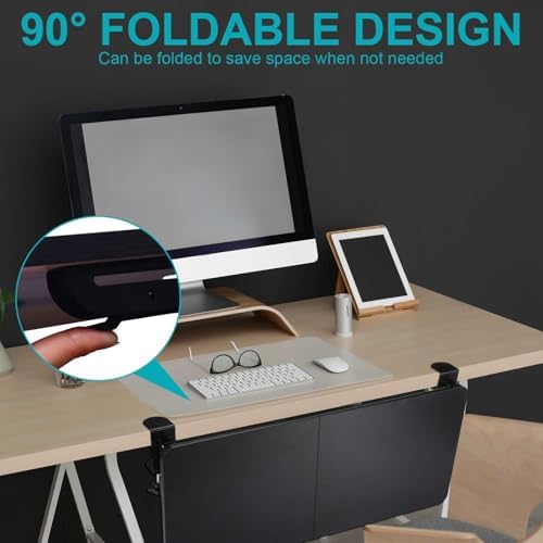 Yaocom Foldable Desk Extender 30 x 12 Inch Keyboard Tray Keyboard Extender for Desk Table Mount Arm Rest Shelf Foldable Drawer Tray for Dorm, Office, Kitchen Bar, RV Countertop, Black