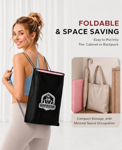 HAPBEAR Foldable Yoga Mat - 72"x24"x0.24" (6mm), Non-Slip TPE Exercise Mat for Home Workout, Yoga, Pilates,Stretching, & Travel, Durable & Eco-Friendly, Includes Carry Bag