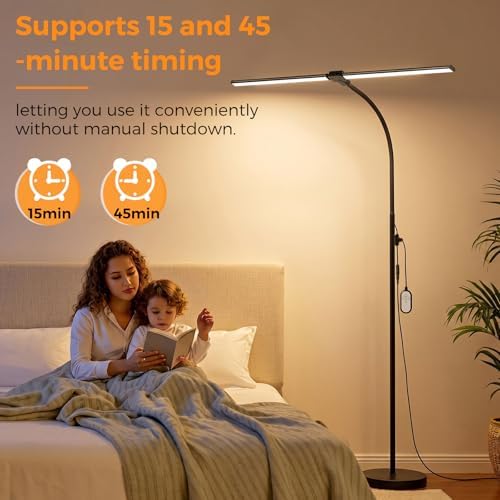 LED Floor Lamp 20W 1400LM Adjustable Neck, Bright Color Changing Light