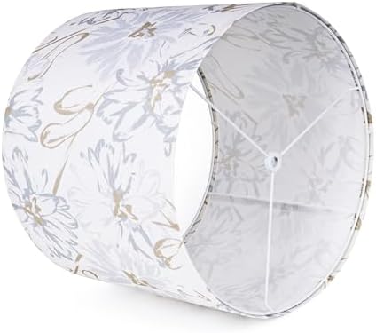 AELS Boho Lamp Shades Set of 2, Floral Fabric Drum Lampshades for Table or Floor Lamps, 13x13x10 Medium Size (Spider Fitter), Easy Assembly Required