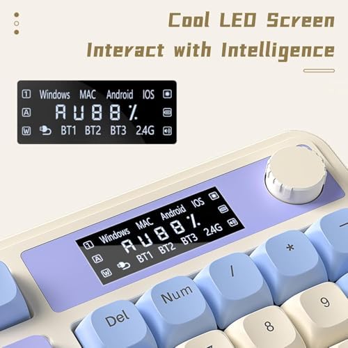 AULA S99 Pro Wireless Keyboard, Gaming Keyboards Media Knob Custom RGB Backlit, 3-Modes BT/2.4G/USB-C Membrane Cute Creamy Keyboard for Windows/MAC/PC Gamer - Blue White