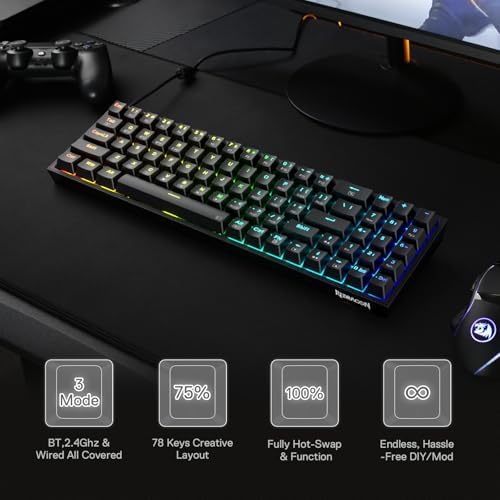 Redragon S136 Combo, K628 PRO 75% Wireless Gaming Keyboard + 7200 DPI Mouse