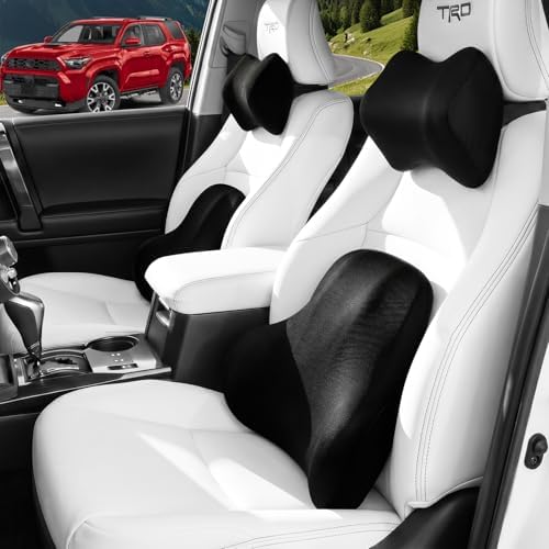 Car Pillow for Toyota 4Runner,Car Neck Pillow,Lumbar Support Pillow for Car,Memory Foam Pillow,Ergonomic Pillow,Adjustable and Washable,Car Essentials for Long Trips,Car Accessories,Ice Silk,1 Set