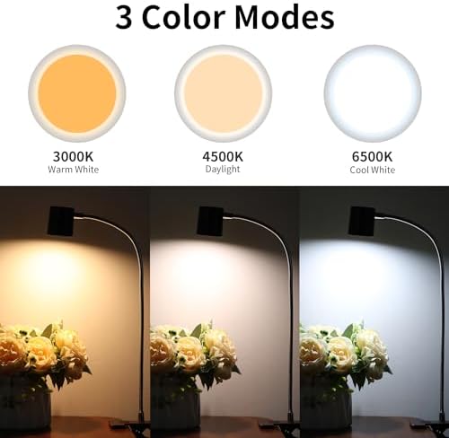 Dott Arts Desk Lamp,USB Clip On Light with 3 Color Modes,LED Reading Lamp