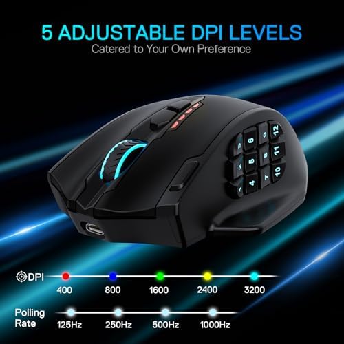 Redragon M913 MAX Wireless MMO Gaming Mouse 26000 DPI Remapping Keys