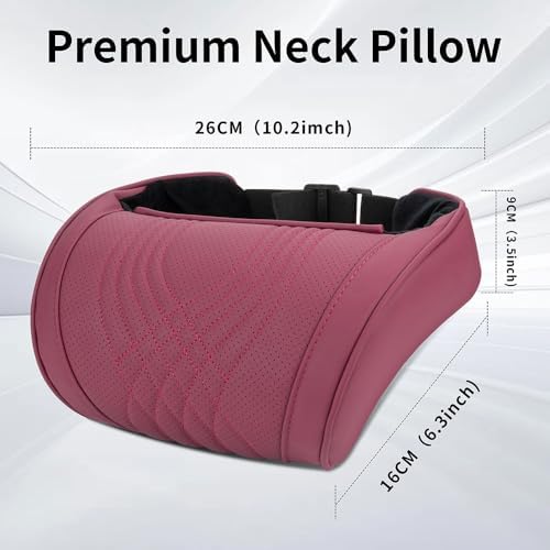 Seat Headrest Car Neck Pillow for Driving Memory Foam Red 2 Packs