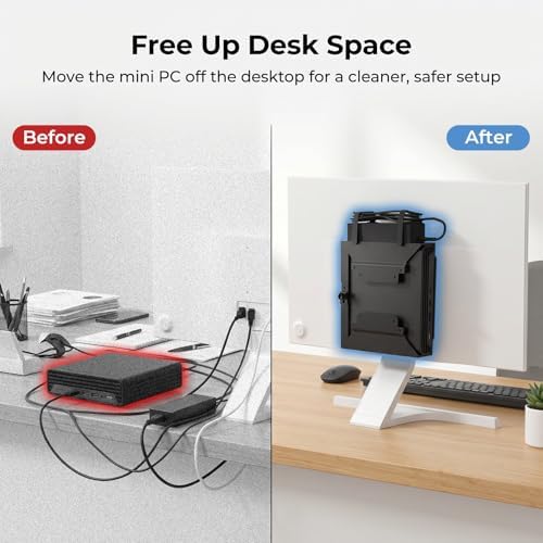 Mini PC VESA Mount for HP with C-Clamp VESA Wall Under Desk or Desk Clamp Mount for EliteDesk 800 805 705, Pro Mini 260, ProDesk 600 405 Mini PC Mounting Bracket for HP Mount to a Monitor Arm