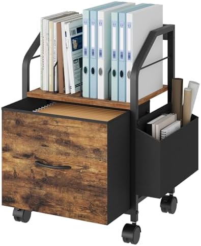 MAHANCRIS Small File Cabinet, Rolling Filing Cabinet for Under Desk