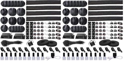 Cord Management Organizer Kit 4 Cable Sleeve split 192PCS Cable Management (Pack of 2)