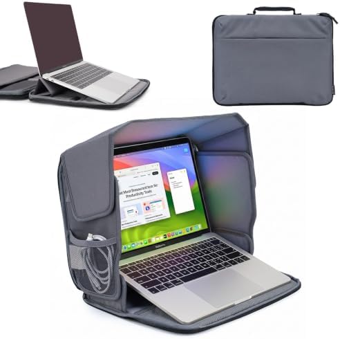 Laptop Sun Shade Folds to Computer Sleeve Bag, Gray