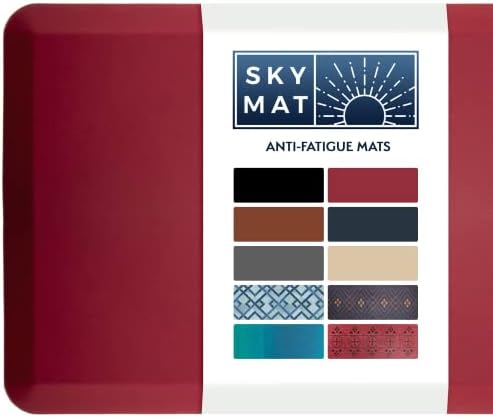 Sky Solutions Anti Fatigue Floor Mat - 3/4" Thick Cushioned Kitchen Rug, Standing Desk Mat - Comfort at Home, Office, Garage - Non Slip, Durable and Stain Resistant (20" x 39", Burgundy)
