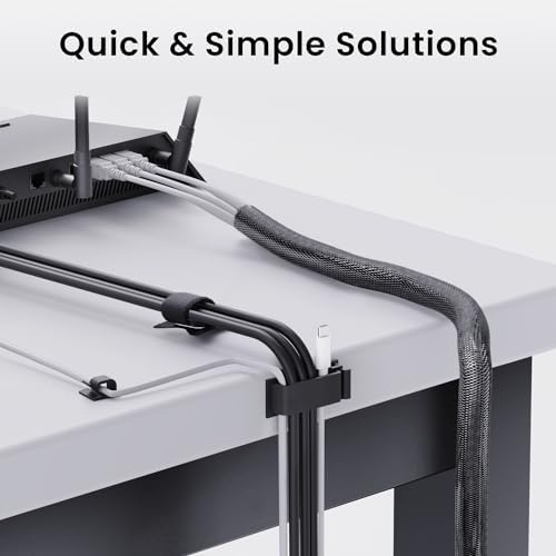Eveo Desk Cable Management Kit - Under Desk Cord Organizer with Cable Raceway, Sleeve, Adhesive Clips