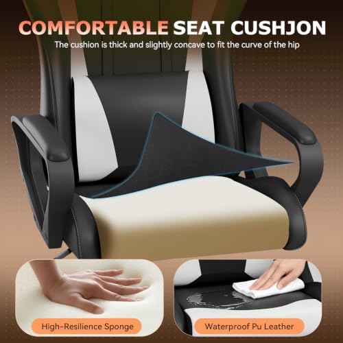 BestOffice Ergonomic Gaming Chair for Adults, Video Game Chair, White
