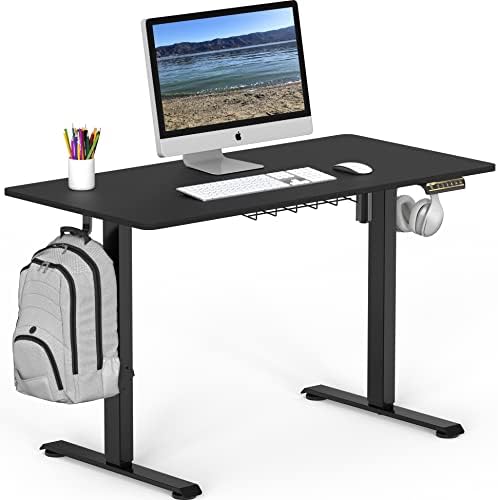 SHW 48-Inch Electric Height Adjustable Sit to Stand Desk, Black
