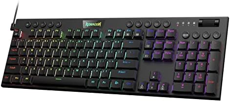 Redragon K619 Horus RGB Mechanical Keyboard, Ultra-Thin Designed Wired Gaming Keyboard w/Low Profile Keycaps, Dedicated Media Control & Linear Red Switch, Pro Software Supported