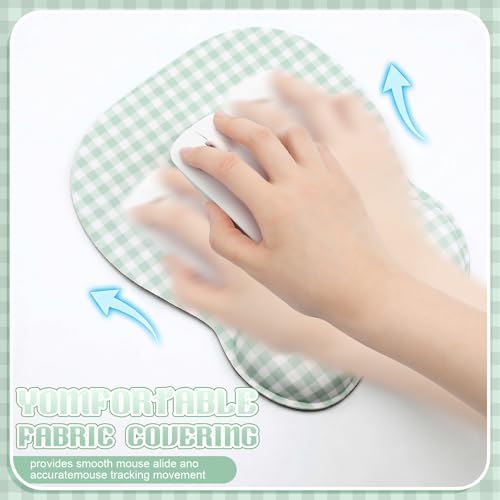 Sabary Green Gingham Mouse Pad with Wrist Rest Checkered Mouse Pad