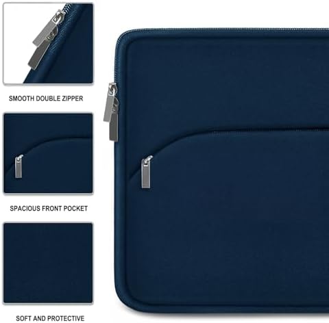 Laptop Sleeve 14 inch, Slim Portable Monitor Protective Cover with Front Pocket, Traveling Carrying Laptop Case Compatible for MacBook Air/Pro, HP, Dell, Lenovo, Acer, Deep Blue