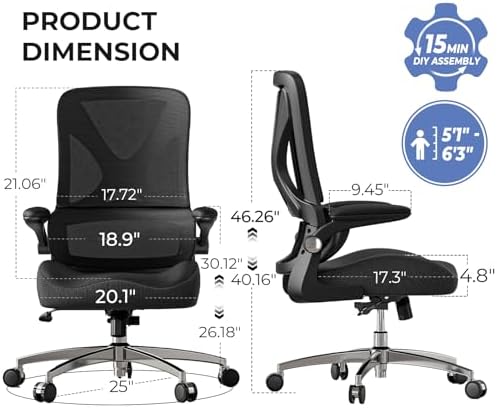 Mid Back Ergonomic Office Desk Chair for Home Office