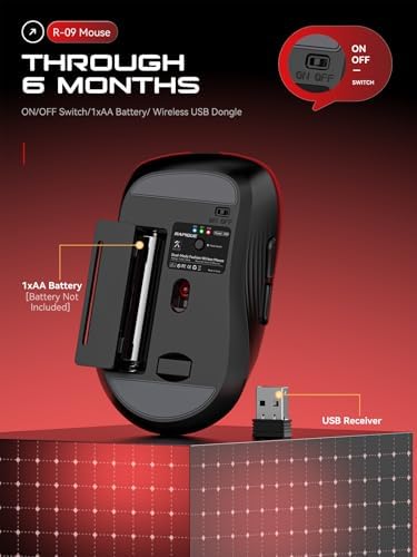 RAPIQUE Bluetooth Wireless Mouse, Dual Bluetooth & 2.4 GHz, Gradient Red