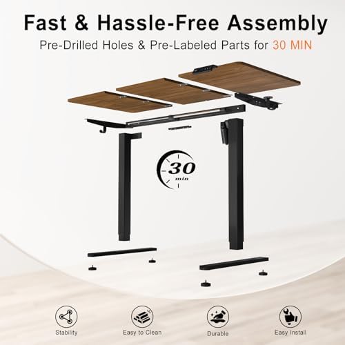 55 Inch Height Adjustable Standing Desk for Home Office, Brown