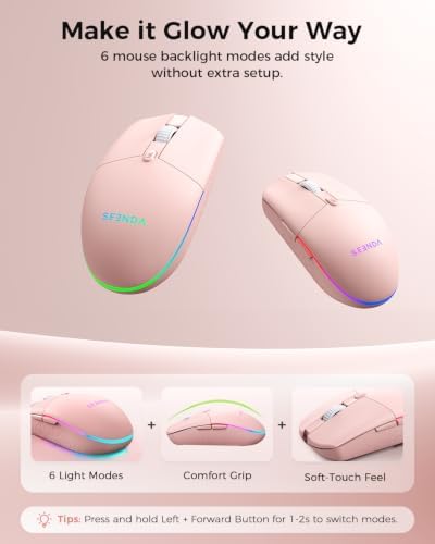 seenda Wireless Bluetooth Keyboard and Mouse, Multi-Mode Backlit, Ergonomic