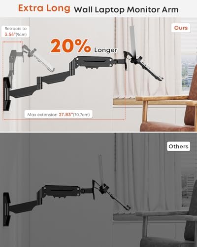 Long Arm 2-in-1 Laptop Wall Mount with Detachable Tray for 12-17'' Laptops
