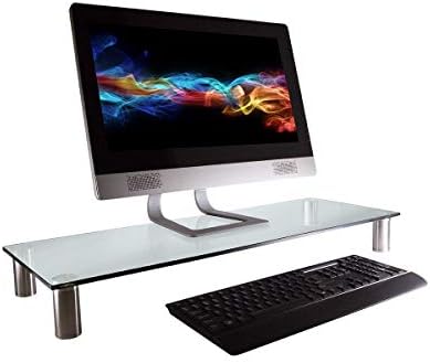 Monoprice 116356 Multimedia Riser Desktop Monitor Stand - Clear Glass, Large 30.8 x 11 Inches - Workstream Collection, 30.8" x 11.0"