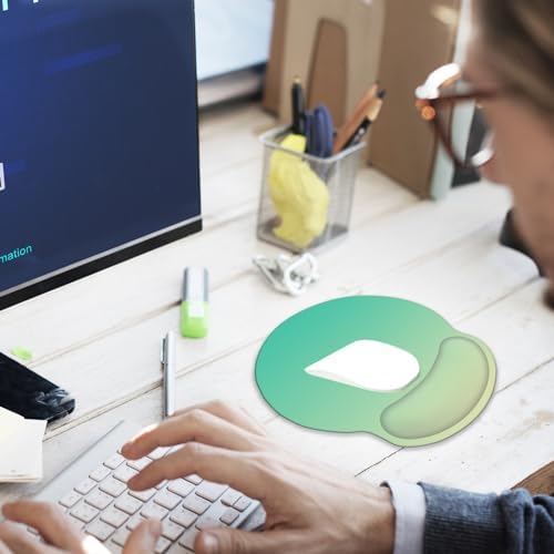 Mouse Pad with Wrist Rest Support, Ergonomic Gaming Mouse Pad with Non-Slip PU Base, Smooth Lycra Material for Computer, Laptop, Office and Home, Easy Typing & Pain Relief (Green)