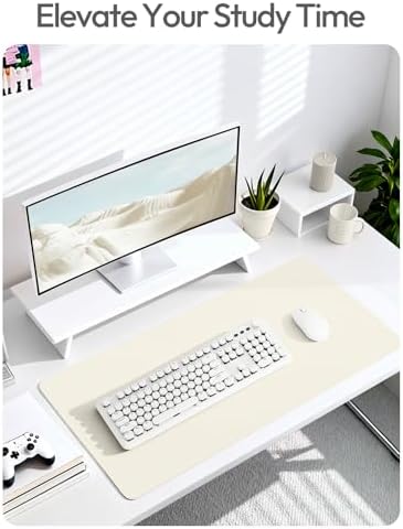 YSAGi Leather Desk Protector, Office Mat, Large Mouse Mat, Non-Slip PU Leather Blotter, Laptop Desk Mat, Waterproof Writing Pad for Office and Home(Cream, 63" x 24")