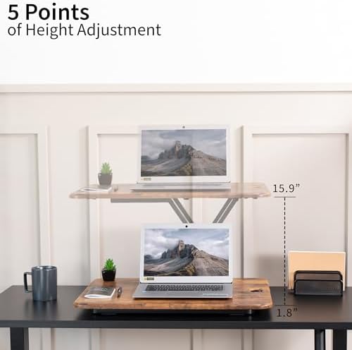 VIVO Vintage Brown 26 in Single Top Standing Desk Converter, DESK-V001JN