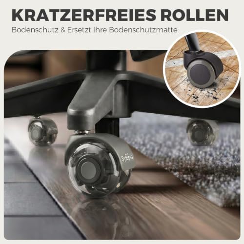 Office Chair Wheels 2" Desk Chair Caster Wheels Smooth Roller Style Quiet for Carpet and Hardwood Floors Universal Fit 11x22 mm Set of 5 Dark Grey
