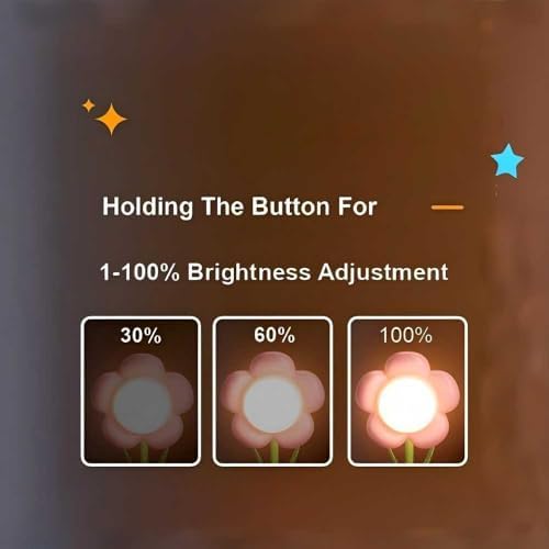 Rechargeable Flower Desk Lamp Infinite Dimming Trichromatic Temperature Adjustable Brightness Memory LED Light for Bedroom Study Office (Pink,Sunflower)