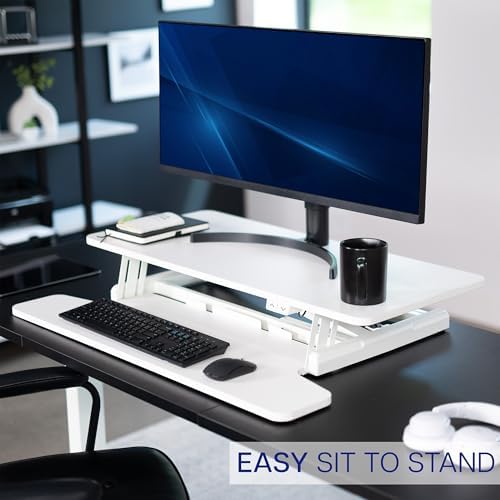 VIVO White 36 inch Electric Desk Converter, DESK-VE36W