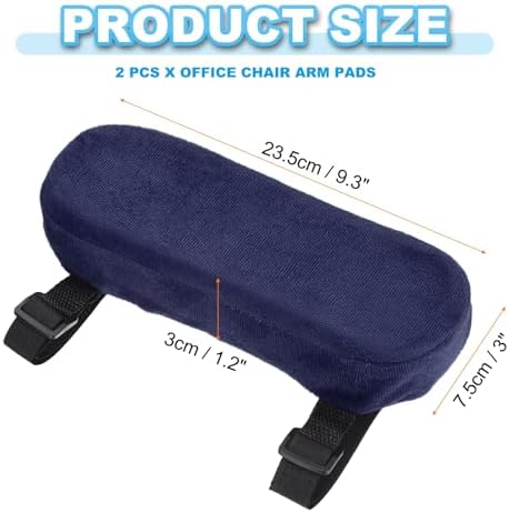 PATIKIL Office Chair Arm Pads, 2 pcs Office Chair Arm Cover Soft Office Chair Armrest Pads Memory Foam Cotton Removable Washable for Desk Computer Gaming, Navy Blue