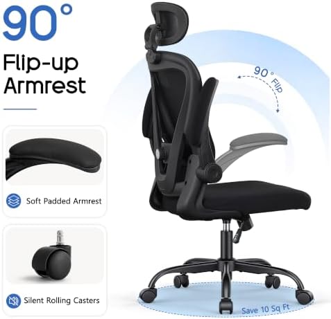 Office Chair, Ergonomic Office Chair with 3D Headrest, Computer Desk Chair