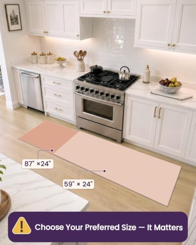DEXI Kitchen Floor Mats Cushioned Anti Fatigue Runner Rug 24x87 White