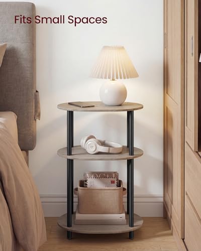 VASAGLE Side Table, Small End Table, Tall Nightstand, Steel Frame