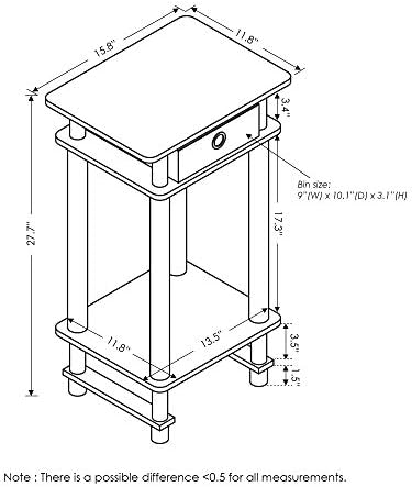 Furinno Turn-N-Tube Toolless Set of 2 Side Table, 3-Tier, Grey Oak