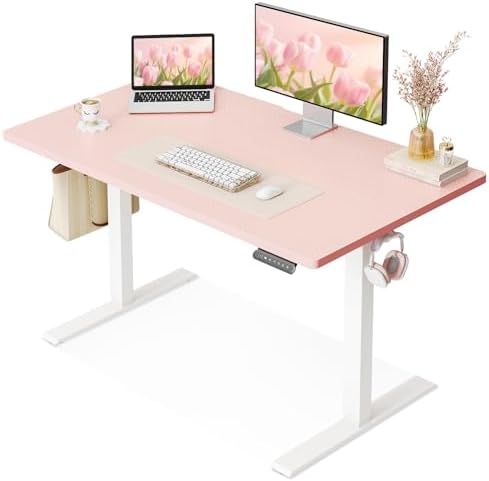 OffiGo 40" Pink Electric Standing Desk Height Adjustable for Home Office