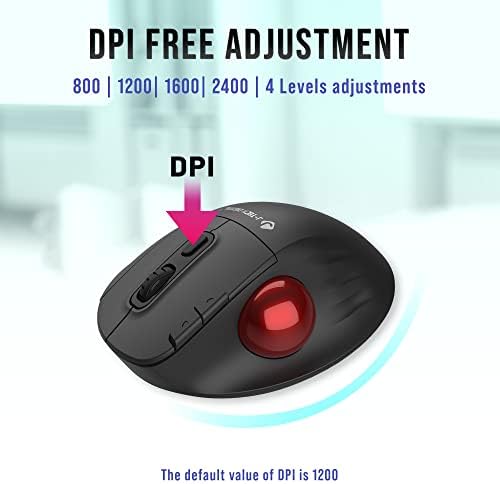 J-Tech Digital Wireless Trackball Ergonomic Mouse w/Free & Easy Thumb Control | DPI Adjustment, Precision Tracking, Multi-System Compatibility with PC, Laptop, Windows, Mac [V728]