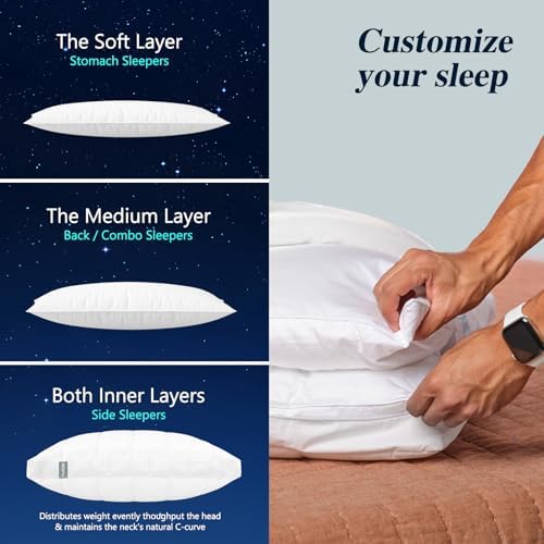 Nuzzle Neck Pillow Adjustable Standard Size Set of 4,Soft Luxury Hotel Feel