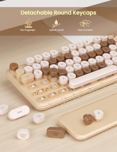 Wireless Keyboard and Mouse Combo, Cute Typewriter, Magnetic Wrist Rest