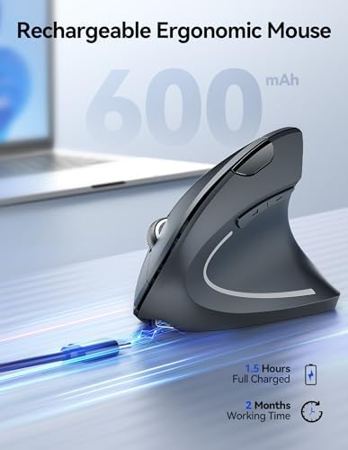 TECKNET Wireless Ergonomic Mouse, Rechargeable Wireless Vertical Mouse
